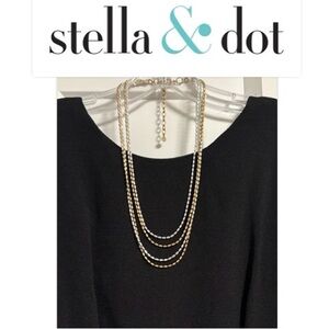 NEW [Stella & Dot] Mixed Media Metal Beaded Layered Chain Necklace Gold/Silver